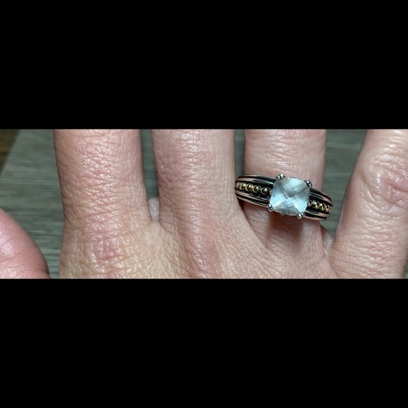 LAGOS White Topaz Sterling Silver/18K 750 Gold Ring, Size 7 - Picture 9 of 9